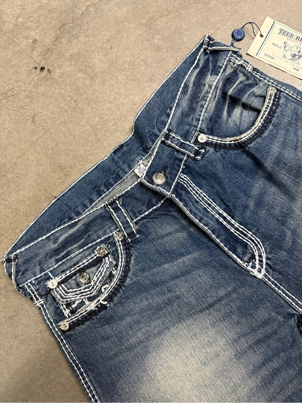 True Religion Super QT Natural Straight Raw Cut Off Jean Shorts Men’s 38 NEW